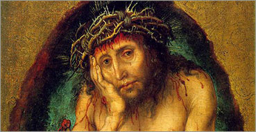 Via Crucis in latino: preghiere, testi e meditazioni. Nell'immagine: Albrecht Dürer, Cristo, uomo dei dolori, 1493 c., Karlsruhe (Germania), Staatliche Kunsthalle