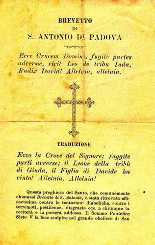 Brevetto O Motto Di Sant Antonio Esorcismo E Preghiera Preghiamo Org Supporto Per La Preghiera La Meditazione E Il Canto In Latino E In Italiano
