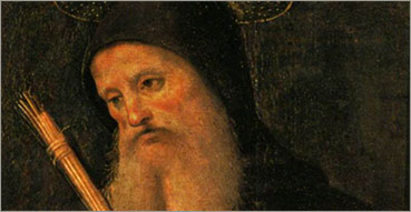 Medaglia o Croce di san Benedetto. Nell'immagine: Pietro Vannucci detto il Perugino, <em>San Benedetto</em>, 1498, Città del Vaticano, Musei Vaticani