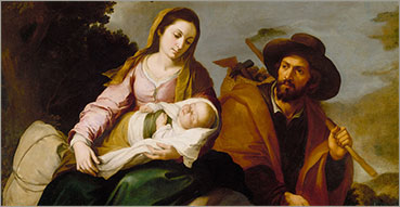 Preghiera di papa Francesco alla santa Famiglia di Nazareth. Nell'immagine: Bartolome Esteban Murillo, La fuga in Egitto
